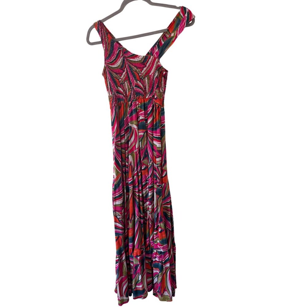 Abel The Label Anthropologie Kelissa Maxi Dress One Shoulder Vibrant Abstract - Picture 5 of 7